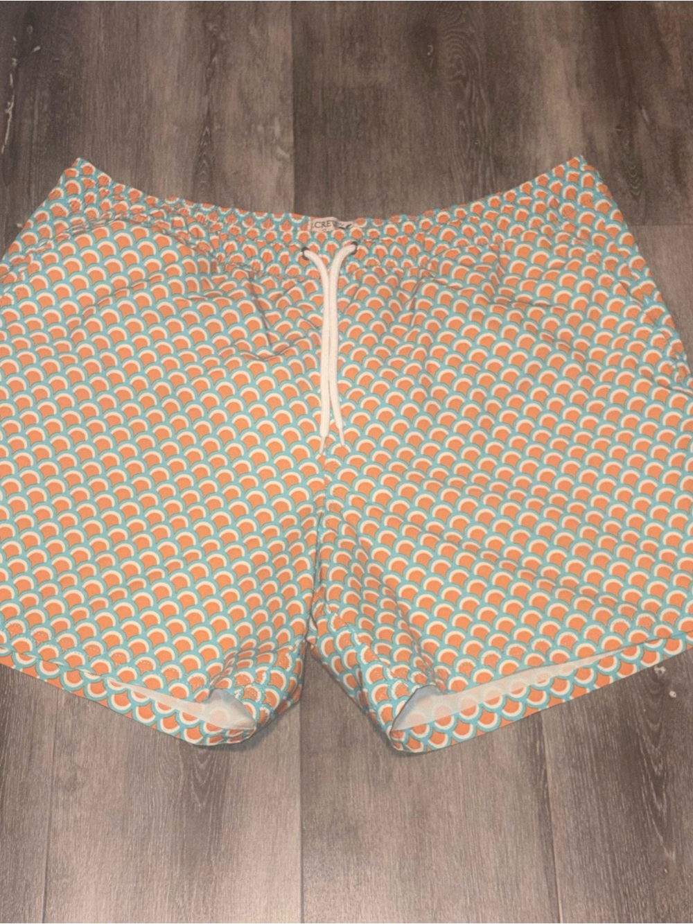 J.Crew Flex Swim Trunks Mens XL Orange Teal beach vacation shorts 6 inch Inseam